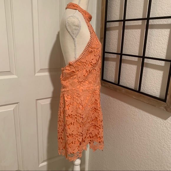 Fab’rik orange guipure lace halter romper Large - Picture 6 of 7